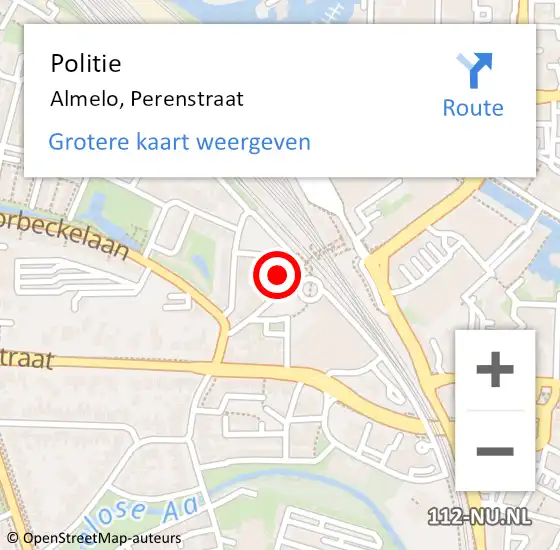 Locatie op kaart van de 112 melding: Politie Almelo, Perenstraat op 1 oktober 2023 16:27