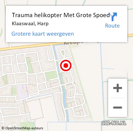 Locatie op kaart van de 112 melding: Trauma helikopter Met Grote Spoed Naar Klaaswaal, Harp op 1 oktober 2023 16:29
