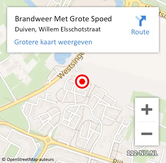 Locatie op kaart van de 112 melding: Brandweer Met Grote Spoed Naar Duiven, Willem Elsschotstraat op 1 oktober 2023 16:30