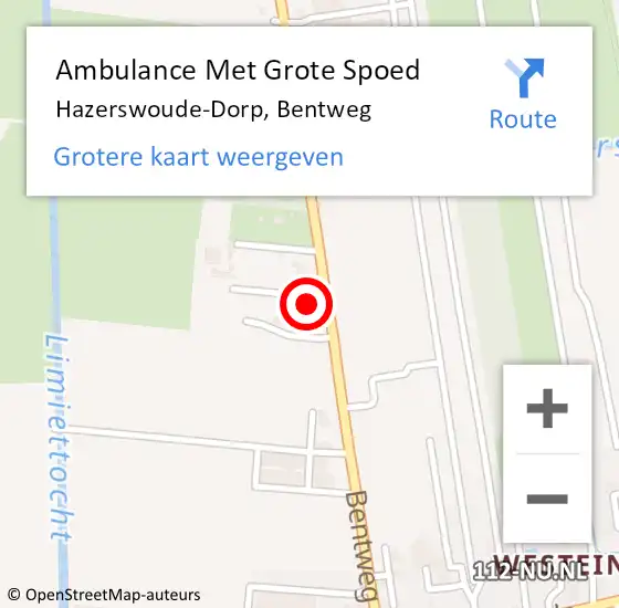 Locatie op kaart van de 112 melding: Ambulance Met Grote Spoed Naar Hazerswoude-Dorp, Bentweg op 1 oktober 2023 16:45
