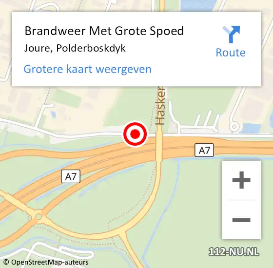 Locatie op kaart van de 112 melding: Brandweer Met Grote Spoed Naar Joure, Polderboskdyk op 14 oktober 2013 07:52