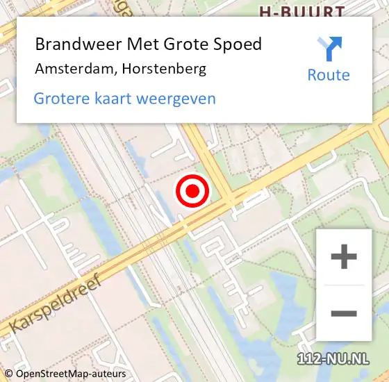 Locatie op kaart van de 112 melding: Brandweer Met Grote Spoed Naar Amsterdam, Horstenberg op 1 oktober 2023 17:04