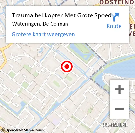 Locatie op kaart van de 112 melding: Trauma helikopter Met Grote Spoed Naar Wateringen, De Colman op 1 oktober 2023 17:27