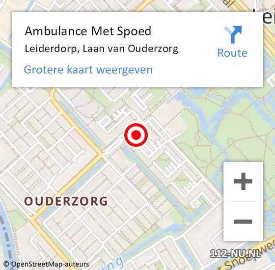Locatie op kaart van de 112 melding: Ambulance Met Spoed Naar Leiderdorp, Laan van Ouderzorg op 1 oktober 2023 17:38