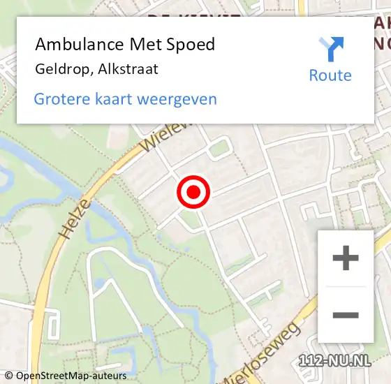 Locatie op kaart van de 112 melding: Ambulance Met Spoed Naar Geldrop, Alkstraat op 10 september 2014 08:16