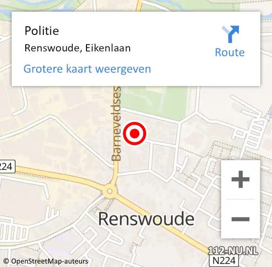 Locatie op kaart van de 112 melding: Politie Renswoude, Eikenlaan op 1 oktober 2023 17:43