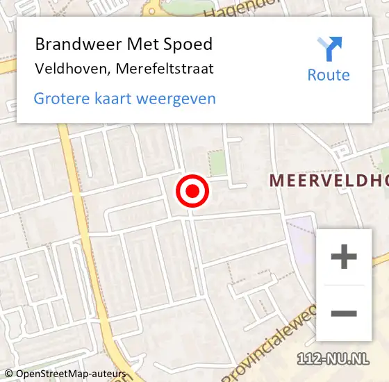 Locatie op kaart van de 112 melding: Brandweer Met Spoed Naar Veldhoven, Merefeltstraat op 1 oktober 2023 17:43