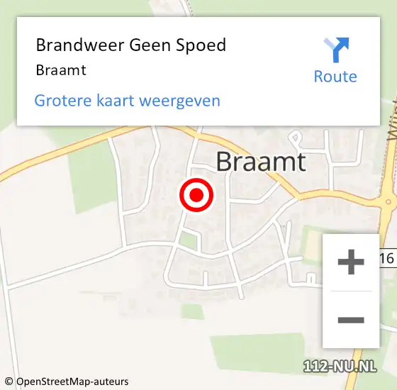 Locatie op kaart van de 112 melding: Brandweer Geen Spoed Naar Braamt op 14 oktober 2013 07:53