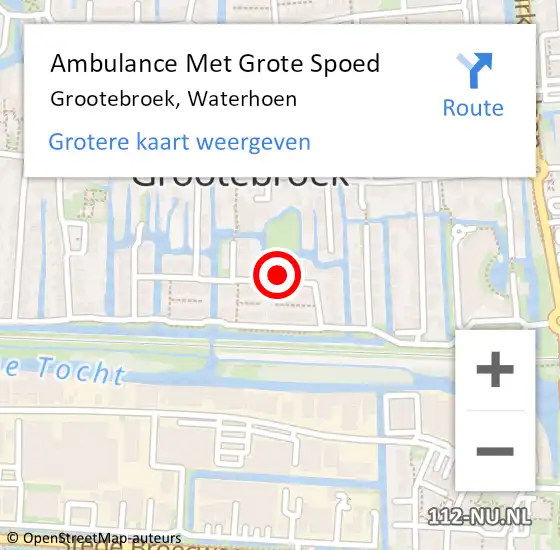 Locatie op kaart van de 112 melding: Ambulance Met Grote Spoed Naar Grootebroek, Waterhoen op 1 oktober 2023 18:03