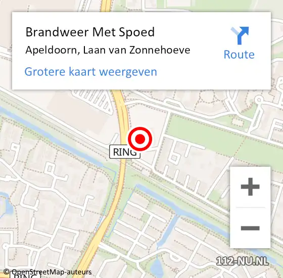 Locatie op kaart van de 112 melding: Brandweer Met Spoed Naar Apeldoorn, Laan van Zonnehoeve op 1 oktober 2023 18:48