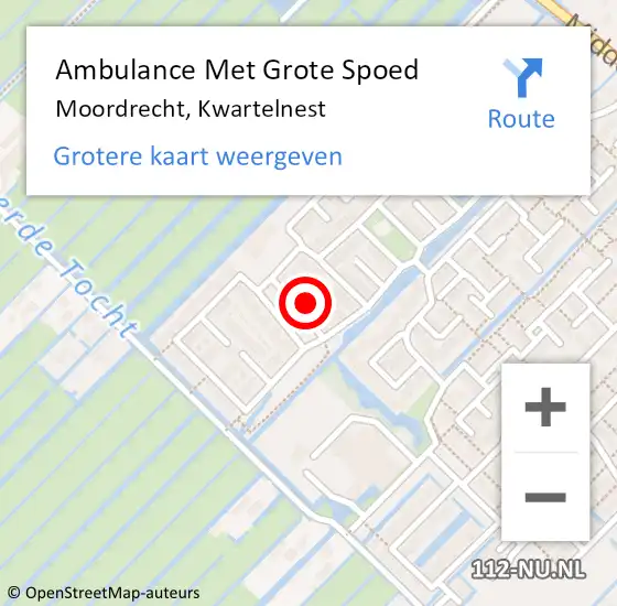 Locatie op kaart van de 112 melding: Ambulance Met Grote Spoed Naar Moordrecht, Kwartelnest op 1 oktober 2023 19:05