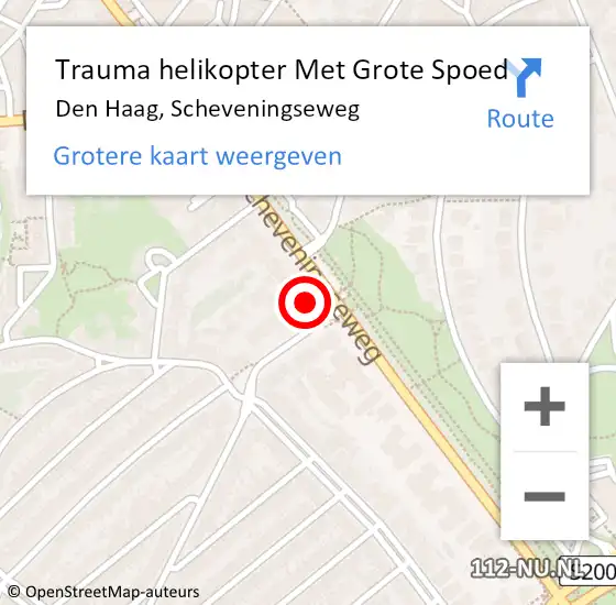 Locatie op kaart van de 112 melding: Trauma helikopter Met Grote Spoed Naar Den Haag, Scheveningseweg op 1 oktober 2023 19:26