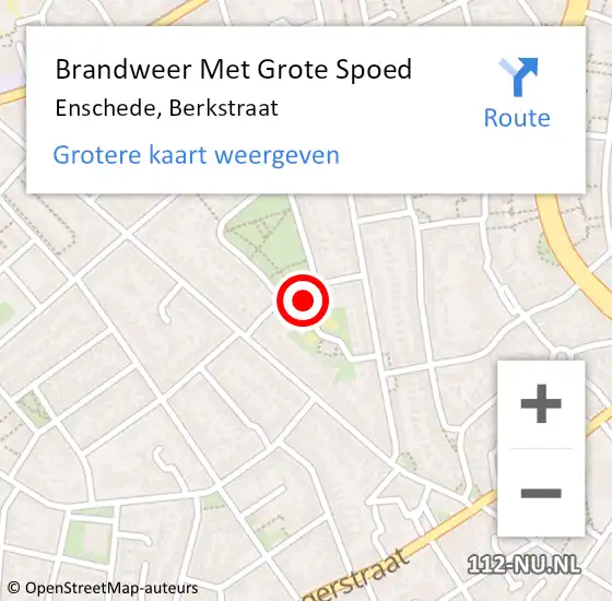 Locatie op kaart van de 112 melding: Brandweer Met Grote Spoed Naar Enschede, Berkstraat op 1 oktober 2023 19:28