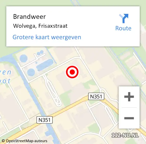 Locatie op kaart van de 112 melding: Brandweer Wolvega, Frisaxstraat op 1 oktober 2023 19:40