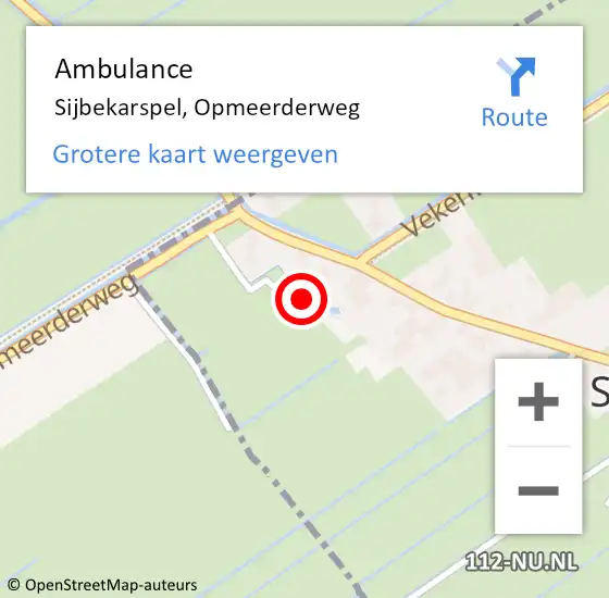 Locatie op kaart van de 112 melding: Ambulance Sijbekarspel, Opmeerderweg op 1 oktober 2023 19:46