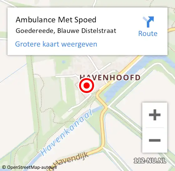 Locatie op kaart van de 112 melding: Ambulance Met Spoed Naar Goedereede, Blauwe Distelstraat op 1 oktober 2023 20:10