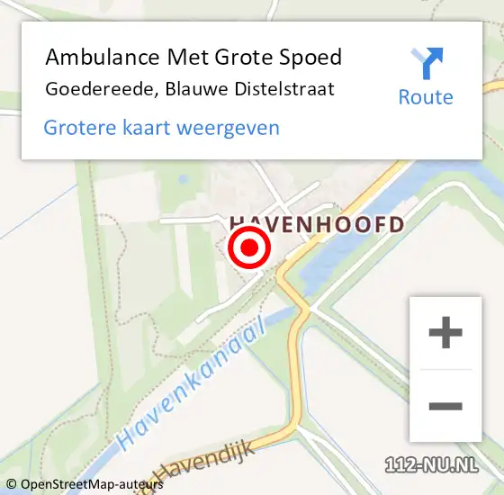 Locatie op kaart van de 112 melding: Ambulance Met Grote Spoed Naar Goedereede, Blauwe Distelstraat op 1 oktober 2023 20:27