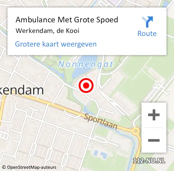 Locatie op kaart van de 112 melding: Ambulance Met Grote Spoed Naar Werkendam, de Kooi op 1 oktober 2023 20:57