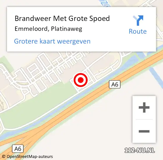 Locatie op kaart van de 112 melding: Brandweer Met Grote Spoed Naar Emmeloord, Platinaweg op 10 september 2014 08:45