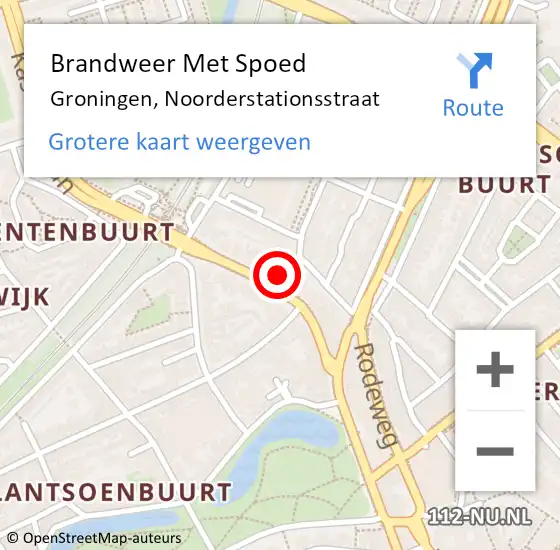 Locatie op kaart van de 112 melding: Brandweer Met Spoed Naar Groningen, Noorderstationsstraat op 1 oktober 2023 21:20