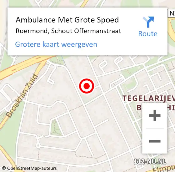 Locatie op kaart van de 112 melding: Ambulance Met Grote Spoed Naar Roermond, Schout Offermanstraat op 1 oktober 2023 21:34