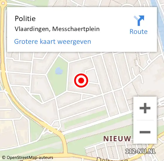 Locatie op kaart van de 112 melding: Politie Vlaardingen, Messchaertplein op 1 oktober 2023 21:40