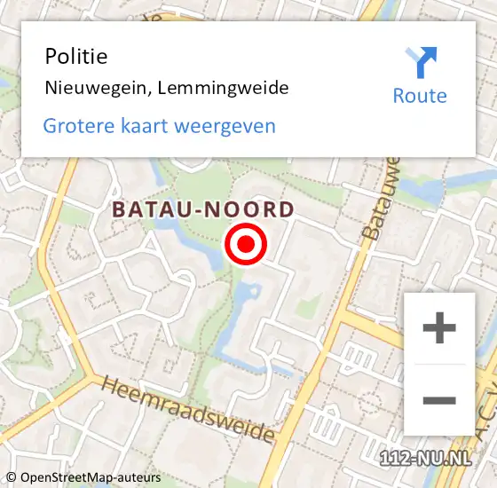 Locatie op kaart van de 112 melding: Politie Nieuwegein, Lemmingweide op 1 oktober 2023 22:02