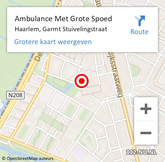 Locatie op kaart van de 112 melding: Ambulance Met Grote Spoed Naar Haarlem, Garmt Stuivelingstraat op 1 oktober 2023 22:06
