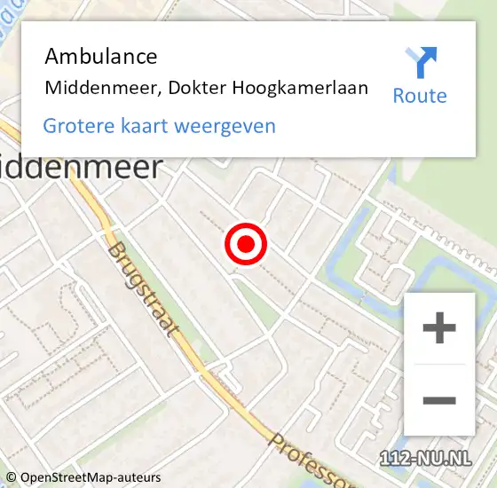 Locatie op kaart van de 112 melding: Ambulance Middenmeer, Dokter Hoogkamerlaan op 2 oktober 2023 00:48