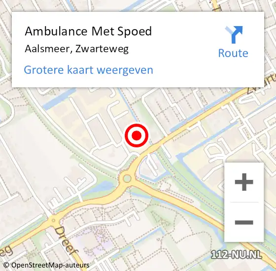 Locatie op kaart van de 112 melding: Ambulance Met Spoed Naar Aalsmeer, Zwarteweg op 2 oktober 2023 01:14