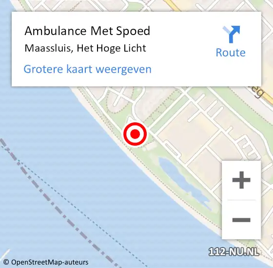 Locatie op kaart van de 112 melding: Ambulance Met Spoed Naar Maassluis, Het Hoge Licht op 2 oktober 2023 01:51