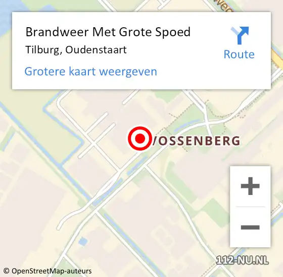 Locatie op kaart van de 112 melding: Brandweer Met Grote Spoed Naar Tilburg, Oudenstaart op 2 oktober 2023 02:35