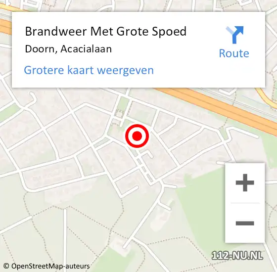 Locatie op kaart van de 112 melding: Brandweer Met Grote Spoed Naar Doorn, Acacialaan op 2 oktober 2023 02:57