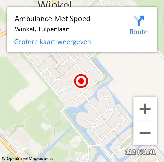 Locatie op kaart van de 112 melding: Ambulance Met Spoed Naar Winkel, Tulpenlaan op 2 oktober 2023 04:01