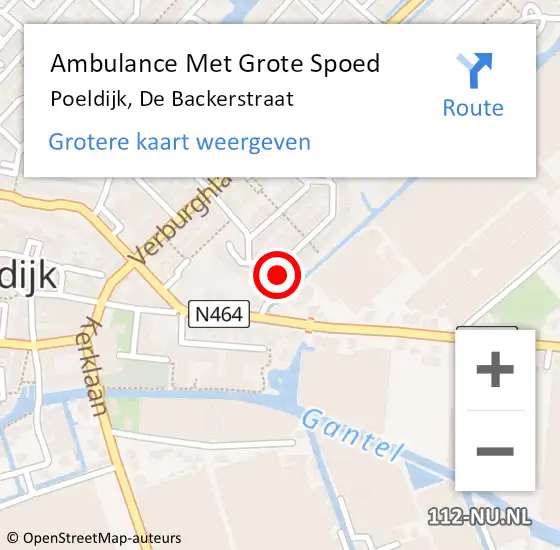 Locatie op kaart van de 112 melding: Ambulance Met Grote Spoed Naar Poeldijk, De Backerstraat op 2 oktober 2023 04:05