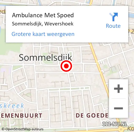 Locatie op kaart van de 112 melding: Ambulance Met Spoed Naar Sommelsdijk, Wevershoek op 2 oktober 2023 04:12