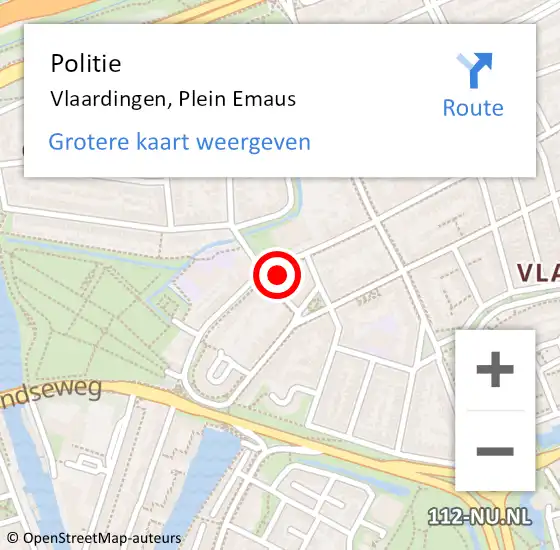 Locatie op kaart van de 112 melding: Politie Vlaardingen, Plein Emaus op 2 oktober 2023 05:56