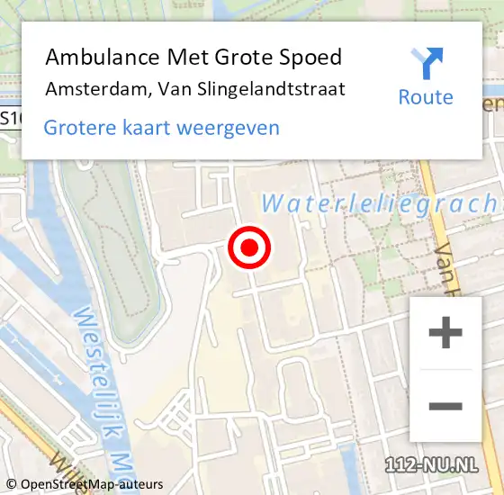 Locatie op kaart van de 112 melding: Ambulance Met Grote Spoed Naar Amsterdam, Van Slingelandtstraat op 2 oktober 2023 06:07
