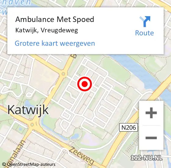 Locatie op kaart van de 112 melding: Ambulance Met Spoed Naar Katwijk, Vreugdeweg op 2 oktober 2023 06:24