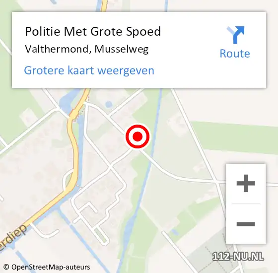 Locatie op kaart van de 112 melding: Politie Met Grote Spoed Naar Valthermond, Musselweg op 2 oktober 2023 06:53