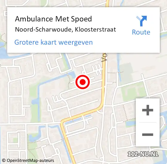 Locatie op kaart van de 112 melding: Ambulance Met Spoed Naar Noord-Scharwoude, Kloosterstraat op 2 oktober 2023 06:55