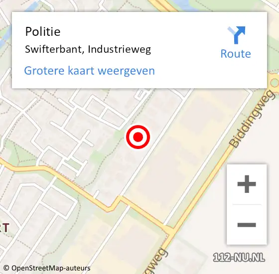 Locatie op kaart van de 112 melding: Politie Swifterbant, Industrieweg op 2 oktober 2023 06:55