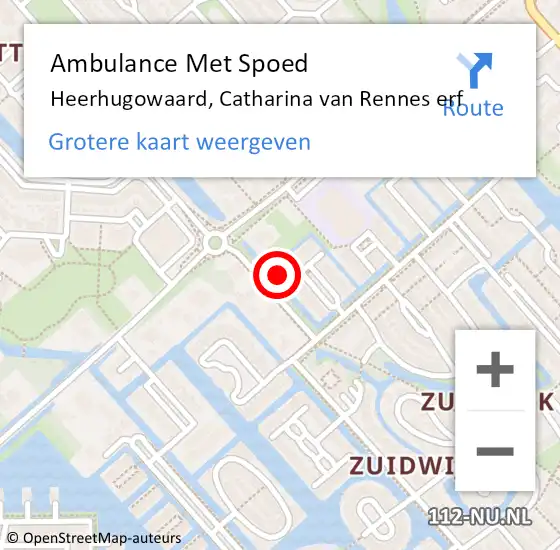 Locatie op kaart van de 112 melding: Ambulance Met Spoed Naar Heerhugowaard, Catharina van Rennes erf op 2 oktober 2023 07:17