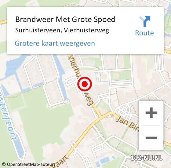 Locatie op kaart van de 112 melding: Brandweer Met Grote Spoed Naar Surhuisterveen, Vierhuisterweg op 2 oktober 2023 07:38