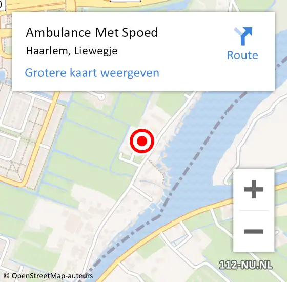 Locatie op kaart van de 112 melding: Ambulance Met Spoed Naar Haarlem, Liewegje op 2 oktober 2023 07:57