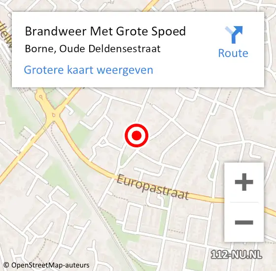 Locatie op kaart van de 112 melding: Brandweer Met Grote Spoed Naar Borne, Oude Deldensestraat op 2 oktober 2023 08:01