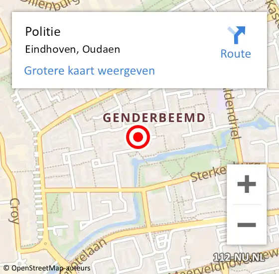 Locatie op kaart van de 112 melding: Politie Eindhoven, Oudaen op 2 oktober 2023 08:13