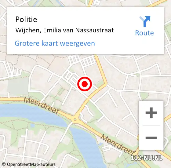 Locatie op kaart van de 112 melding: Politie Wijchen, Emilia van Nassaustraat op 2 oktober 2023 08:22