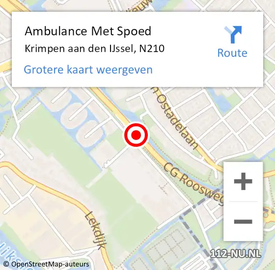 Locatie op kaart van de 112 melding: Ambulance Met Spoed Naar Krimpen aan den IJssel, N210 op 10 september 2014 09:21