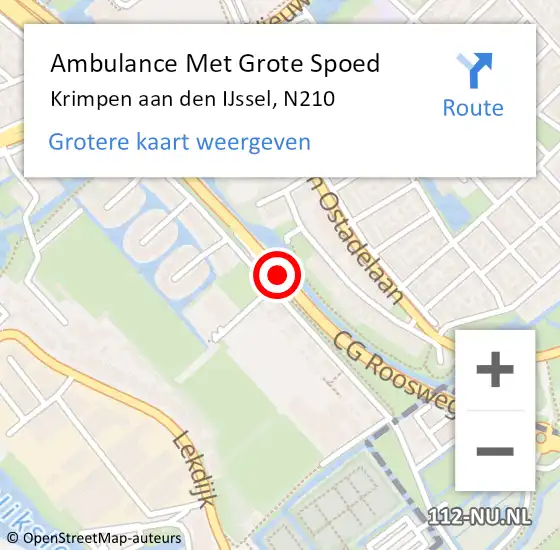 Locatie op kaart van de 112 melding: Ambulance Met Grote Spoed Naar Krimpen aan den IJssel, N210 op 10 september 2014 09:22